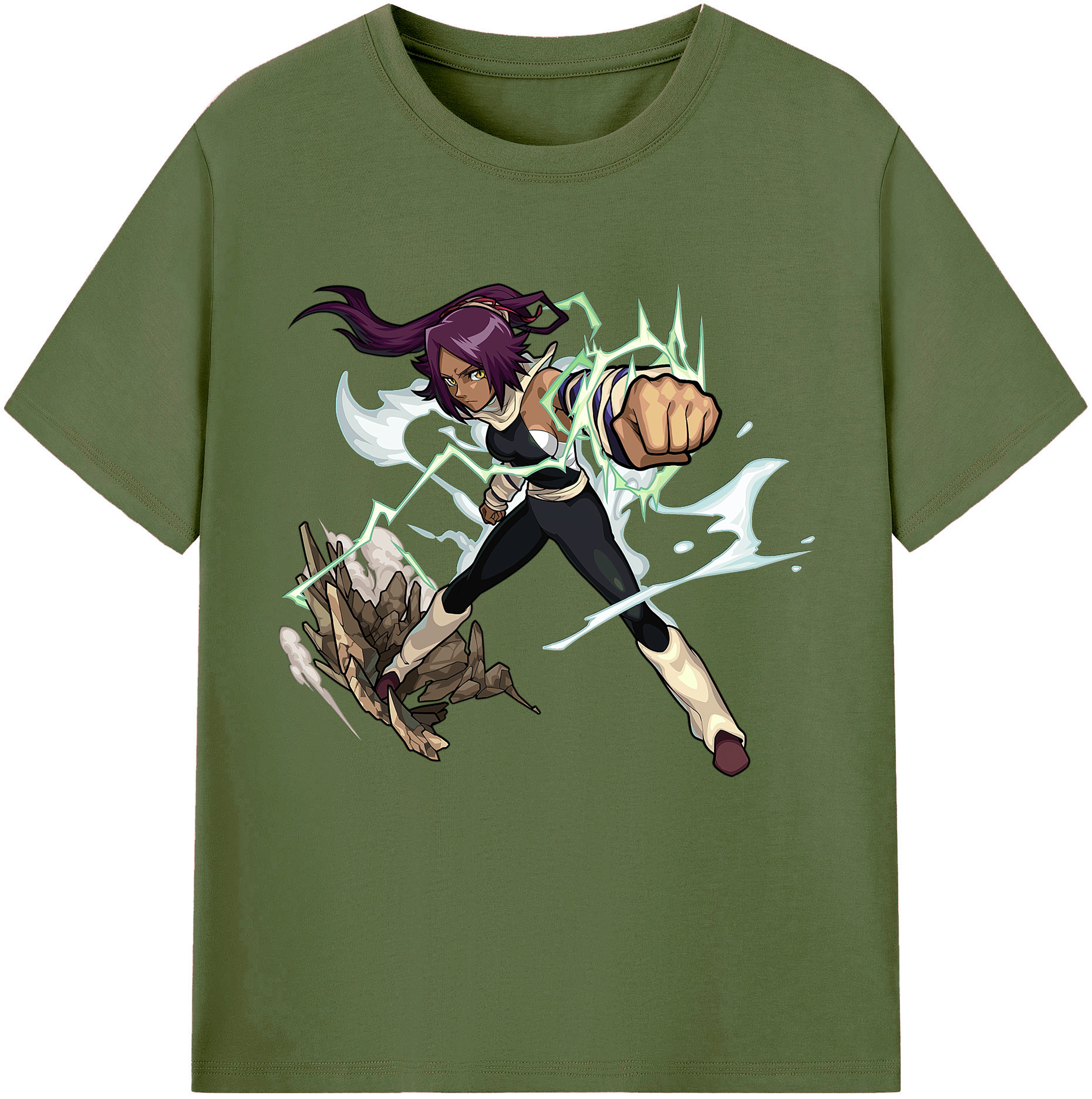 （画像用） ブリーチ 四楓院 夜一（しほういん よるいち） BLEACH Shihouin Yoruichi 綿100％半袖Tシャツ（フロントプリント）